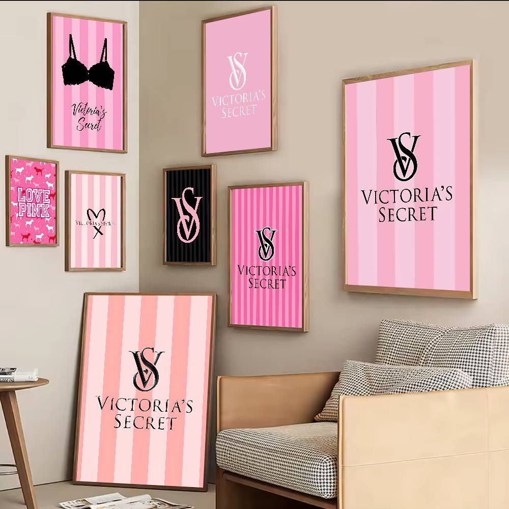 Vintage Fashion Prints For Wall - V-Victorias-Fashion-S-Secret Poster Vintage Kertas Putih Lengket
