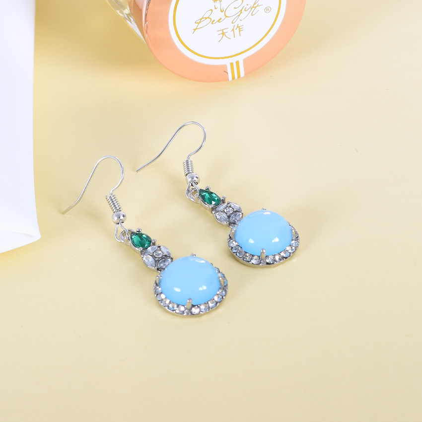 Vintage Fashion Accessories - Anting Giok Alami Biru Jimat Desainer