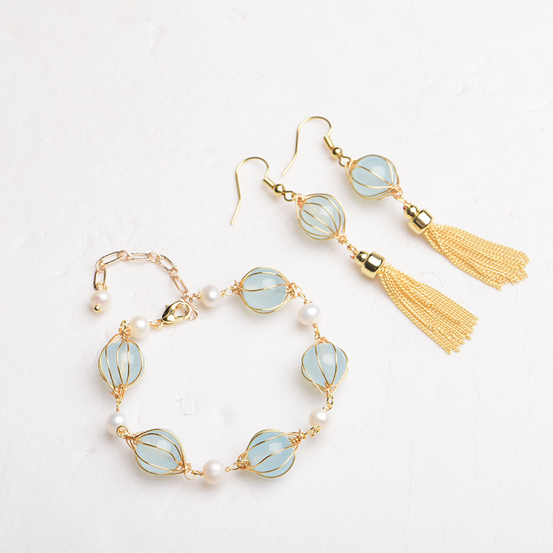 Vintage Fashion Accessories - Anting Manik Giok Alami Biru Aksesori