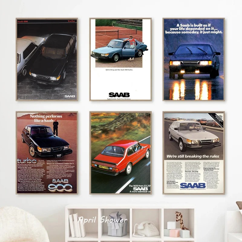 Vintage Fashion Prints For Wall - Klasik Vintage Saab 900 Turbo mobil