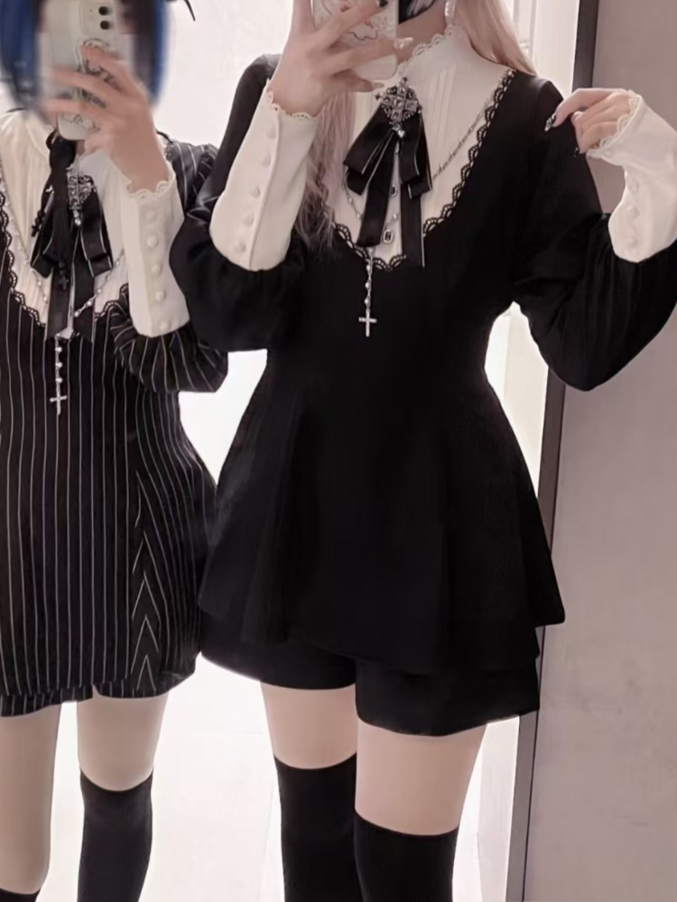 Setelan Gaun Slim Vintage Goth - Vintage Fashion Retro Outfit ulasan dan harga