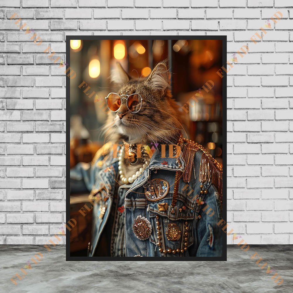 Lukisan Kanvas Kucing Keren De - Vintage Fashion Prints For Wall ulasan dan harga