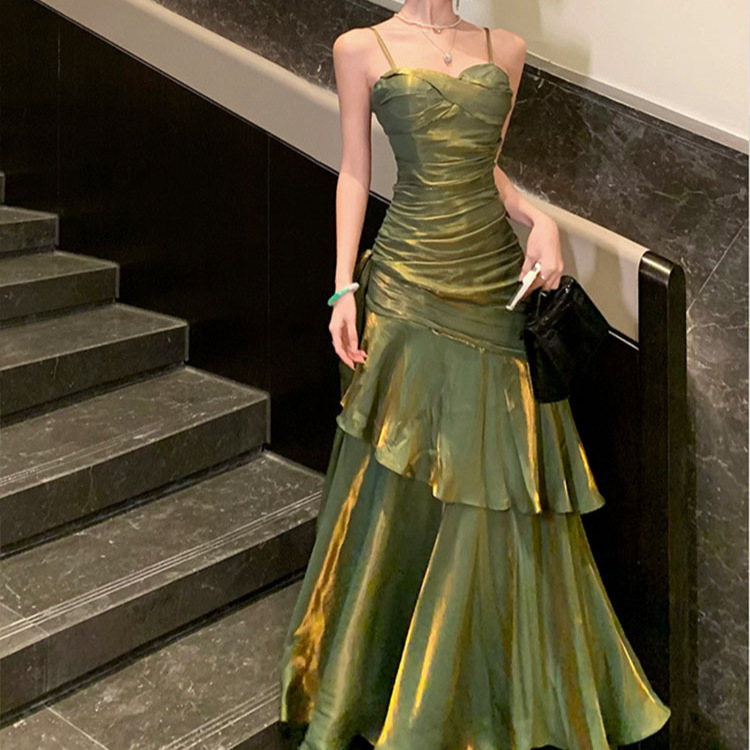 Gaun Maxi Ruffle Elegan Baru M - Vintage Fashion Events ulasan dan harga
