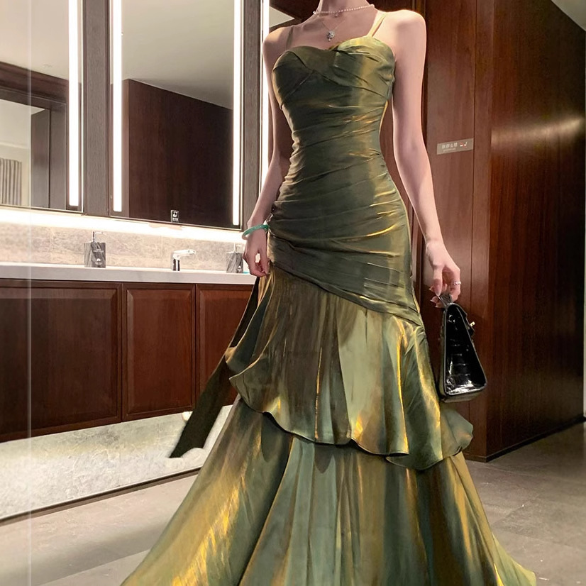 Gaun Maxi Ruffle Elegan Baru M - Vintage Fashion Events ulasan dan harga