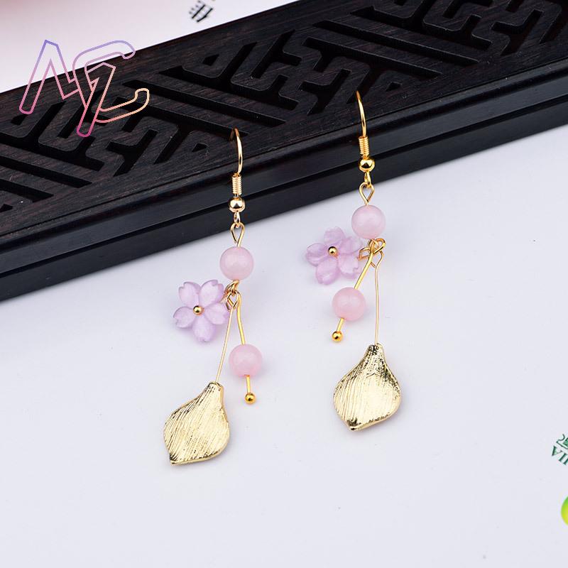 Anting Bunga Giok Alami Merah  - Vintage Fashion Luxury ulasan dan harga