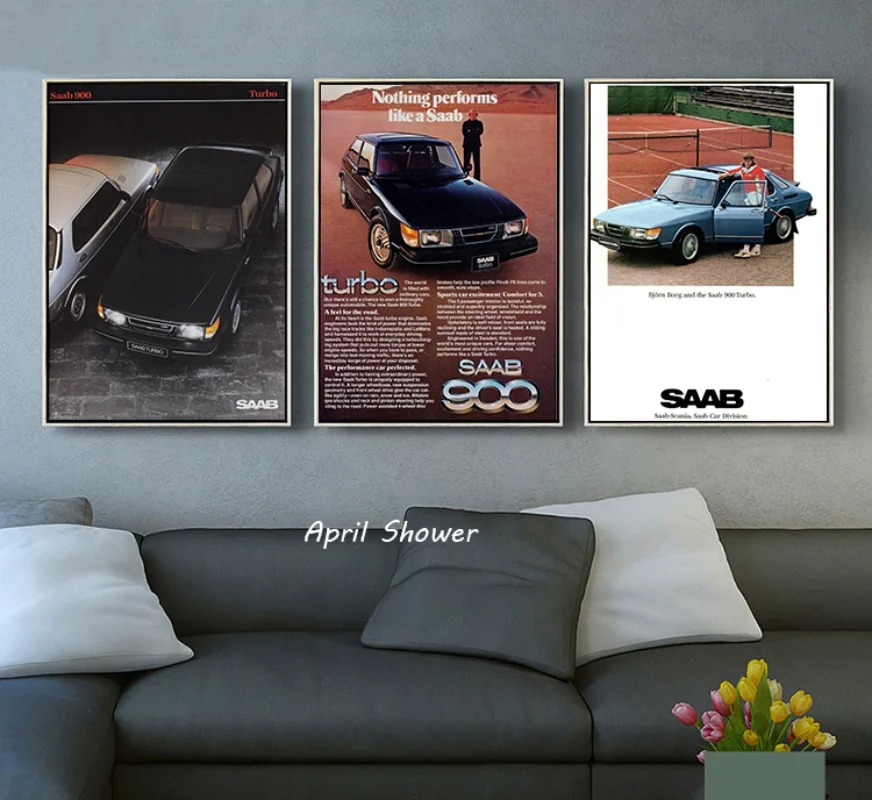 Klasik Vintage Saab 900 Turbo  - Vintage Fashion Prints For Wall ulasan dan harga
