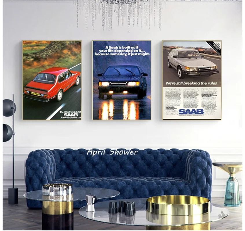 Klasik Vintage Saab 900 Turbo  - Vintage Fashion Prints For Wall ulasan dan harga