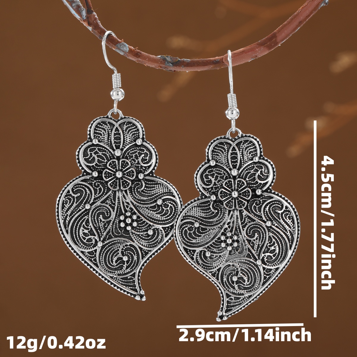 Anting liontin berbentuk hati  - Vintage Fashion Retro Outfit ulasan dan harga