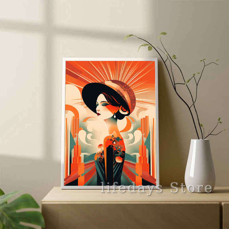 Vintage Art Deco Wanita Potret - Vintage Fashion Prints For Wall ulasan dan harga