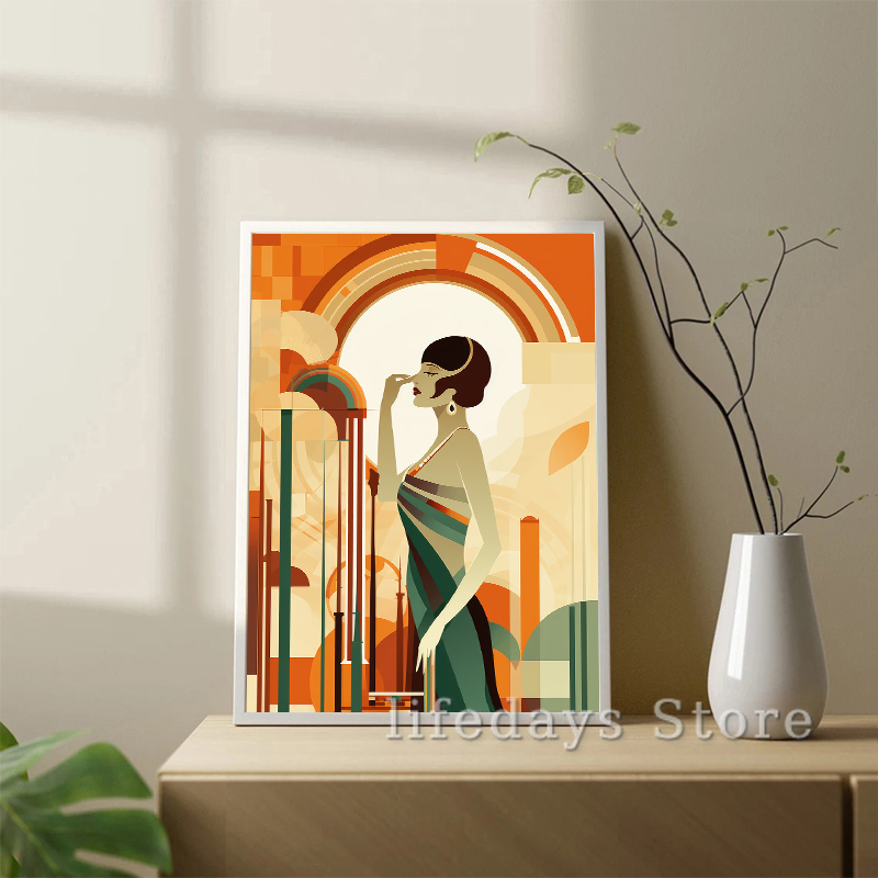 Vintage Art Deco Wanita Potret - Vintage Fashion Prints For Wall ulasan dan harga
