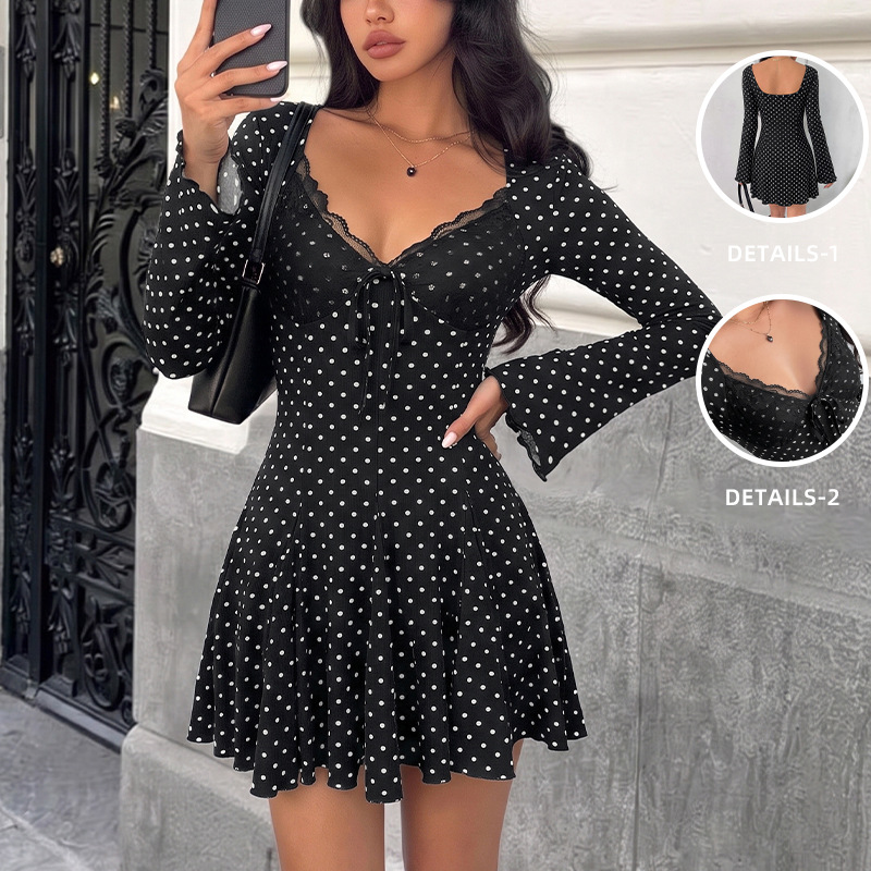 Gaun pendek berpotongan leher  - Vintage Fashion Retro Outfit ulasan dan harga